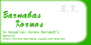 barnabas kormos business card